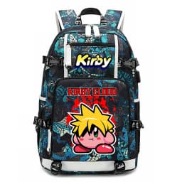 Kirby Cartoon Print Student Backpack Large Capacity Travel School Bag for Kids Teens