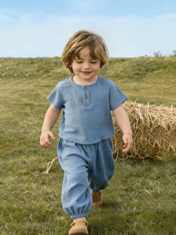 2Pcs Organic Cotton Kids Baby Sets Spring Summer Solid Tshirt Top + Pant Casual Toddler Boy Clothing