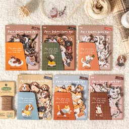 20Sheets Fluffy Plush Cat Dog Pet Theme No White Edge PET Stickers for DIY Craft Scrapbook Guitar Phone Case Notebook Decoration