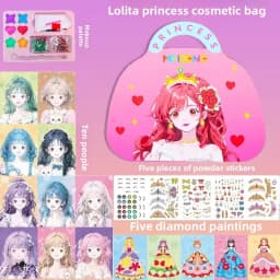 Creative DIY Makeup Fun Kit Princess Diamond Painting Gifts Toys for Kids Girls Dress Up Sticker Book Gifts for Girl