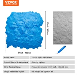 VEVOR Concrete Stamps Mat Concrete Texturing Skin Polyurethane Stamp Stone Tile Texture Mat Slate floor Imprint Concrete Molds