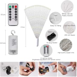 LED Copper Firework Lights, 8 Modes Fairy Starburst Light with Remote Outdoor Decorations for Home, Party, Cafe, Wedding