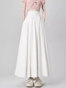Solid Color Suit Skirt High Waist Medium Length Pleated Skirt Fashionable Versatile A-line Umbrella Skirt Spring Summer New
