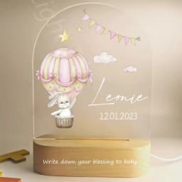 Customized Baby Birth Night Light Personalized Name Animal Bear Bunny Rabbit with USB Lamp for Bedroom Birthday Christmas Gift