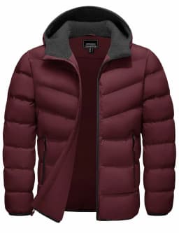 TACVASEN Mens Sherpa Lined Puffer Jacket Quilted Full-Zip Water Resistant Windproof OutShell Zippered Pockets Fleece Warm Coat