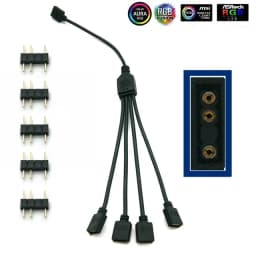 5-24V 3 Pin RGB Connector 1 To 1 2 3 4 5 3pin Wire Splitter Extension Cable for Computer Fan Motherboard AURA RGB LED Tape Light
