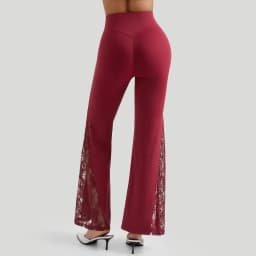 Women Punk Sexy See Through Lace Patchwork Flare Pants Streetwear High Waist Wid Leg Vintage Trousers Y2k Pants Female