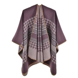 Women Geometric Jacquard Poncho Shawl Oversize Vintage Open Front Faux Cashmere Cape Autumn Winter Casual Travel Warm Wrap