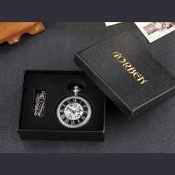 Retro Mechanical Pocket Watch Red Cross Hand-winding Silver Edelweiss Sculpture Hollow Vintage Skeleton Watches Men FOB Chain