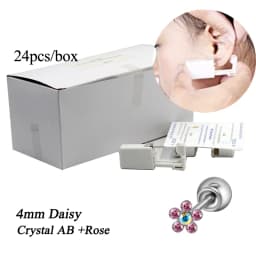 24pcs/Box Disposable Ear Piercing Gun Safe Ball Clasps Mini Daisy Crown Earring Piercer Machine Tool For Adult Kids Wholesale