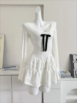 Korobov Solid Color Sweet A-line Dresses Ruffled Knitted Vest Dress for Women Summer French Style Hollow Short Skirt