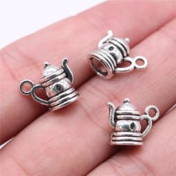10pcs Kettle Teapot Coffee Pot Charms Antique Silver Color Pendants DIY Crafts Making Findings Handmade Tibetan Jewelry