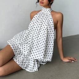 French Style Solid Color Women's Halter Neck Sleeveless Off Shoulder Backless A Line Mini Spicy Girl Beach Vacation Dresses