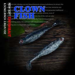 SUNMILE 2025 New Soft Bait 6.5CM Swimbait for Bass Pike Zander Snook Perch Fishing Lures with 3D EYES JIG Head Rig Soft Lure
