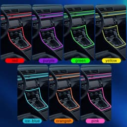 Car RGB LED Ambient Light Strip USB Fiber Optic Atmosphere Car Neon Interior Light Strip Center Console Door Decoration Lamp