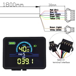 UART2 P5C Electric Bike Colorful LCD Display Meter 24V-60V SM/Waterproof Connection Plug Ebike intelligent Display With USB