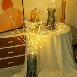 1pc White Birch Branch Lights Battery Operated 20 LED Fairy Lights Lighted Willow Branches For Home Bedroom Fireplace Decoration