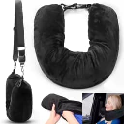 U-Shaped Fillable Travel Neck Pillow 2-in-1 Clothes Storage Neck Cushion for Airplane Travel Portable Washable Pillowcase Bag