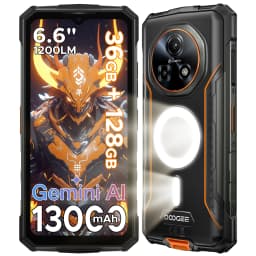 DOOGEE Fire 5 Ultra Dual Camping Lights 6.6" Rugged Phone 13000mAh Battery 36GB RAM (6+30) 128GB ROM Google Pay NFC Helio G81 Smart Phone
