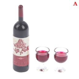 3pcs/set 1/12 Dollhouse Miniature Simulation Wine Bottle Wine Glass Model Toys
