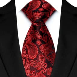 Luxury 8CM Mens Necktie Red Color Solid Stripes Paisley Ties For Man Groom Jacquard Woven Neck Tie For Business Wedding Party