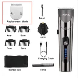 RIWA Electric Hair Clipper Washable Rechargeable Variable Speed Professional Barber Trimmer With Carbon Steel Cutter Head