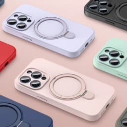 Liduid Silicone Magnetic Stand Phone Case For iPhone 15 14 16 Plus 11 12 13 16 Pro Max Magsafe Charge Protector Soft Cover