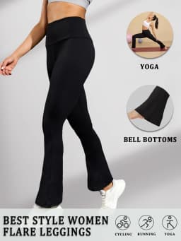 Women's Super Soft Flare Pants High Waisted Tummy Control Workout Yoga Leggings Bell Bottoms