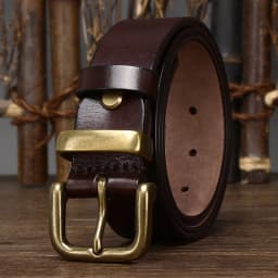 3.8CM Male Belt Cowskin Genuine Leather Strap Pure First Layer Cowhide Retro Pin Copper Buckle Jeans Men Belt For Jeans