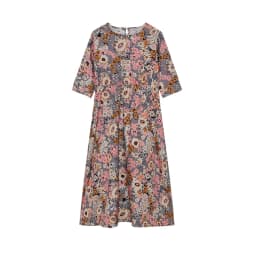 Spring Summer Printed Round Neck Casual Set Loose Long Dress with Pockets Middle Sleeve Cross-Border Women's Fashion