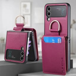 Vertical Cards Solt Magnetic Wallet Ring Holder Leather Case for Samsung Galaxy Z Flip 8 7 FE 6 5 4 Flip4 5G Zflip4 Stand Cover