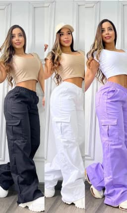 Women Pants Solid Capris Pocket Mid Elastic Waist Full Length Slight Strech Cargo Pants Loose Fit Casual Streetwear 2026 Spring