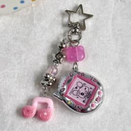 Tamagotchi Mametchi mimitchi Kuchipatchi cartoon note beaded keychain creative two-dimensional cute backpack decorative pendant