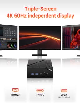 FIREBAT AM02 Mini PC AMD Ryzen 5 6600H CPU 6C/12T 16GB LPDDR5 RAM 512GB SSD Windows 11 Desktop WIFI6 BT5.2 Gaming Computer