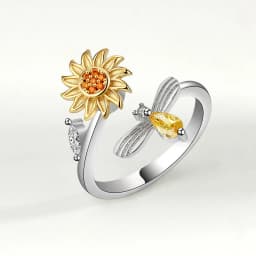 SMJEL Fidget Spinner Ring Anxiety for Women Multiple Crystal Flower Eye Butterfly Animal Ring Rotate Anti Stress Wedding Jewerly