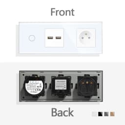 TAWOIA French Polish Power Socket Touch Switch Glass Panel USB Double Outlet Triple Wall Sockets Button Switch Fits E-type Plugs