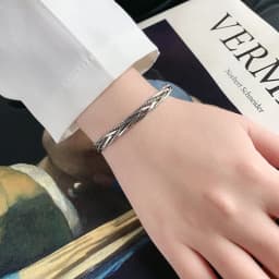 New Vintage Thai Silver Woven Fried Dough Twists Bangle 925 Sterling Silver Jewelry Opening Bracelets SL008