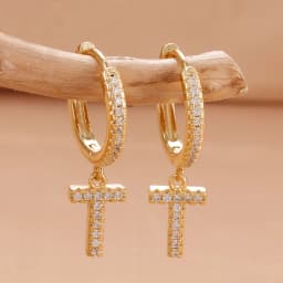 Nidin Hot Sale Initial A-Z Letters Mini Small Hoop Earrings Gold Color Zircon Jewelry Alphabet Fashion Christmas New Year Gift