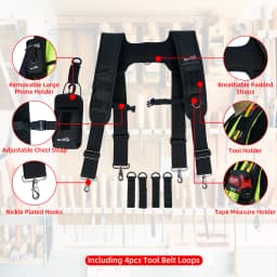 Tool Belt Suspenders Construction Bag Suspenders Padded Work belt Suspenders for Carpenter/Electrician/Roofing/Farmer work