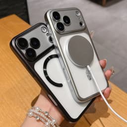 Luxury Matte Plating for Magsafe Case for iPhone 18 17 Pro Max 16 15 Hard Shockproof Lens Film Translucent Cover for iPhone Air