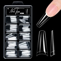 100pcs Almond Square Traceless Transparent False Nail Stickers Full Cover Pressed Nail Acrylic Suitable for Nail Art Extension