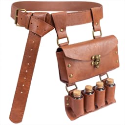 Renaissance Leather Belt Medieval Wizard Alchemy Glass Magic Bottle Cork Bottle Stopper Copper Coin Waist Bag Cosplay Belt