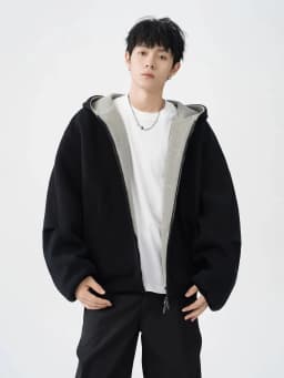 Autumn Winter Thick Zipper Hooded Sweatshirt for Men Korean Fashion Harajuku Loose Jacket Coat Streetwear Men Clothing