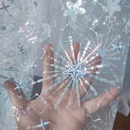 1meter Stars and moon sequined yarn cloth dress see-through sequined dress fashion designer mesh embroidery fabric