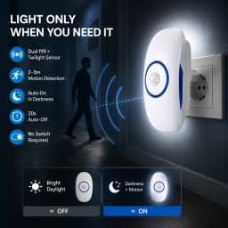 Melery Smart Night Light PIR Motion Sensor Control Cold White Body Induction Mini Lamp Plug-In for Bedroom Living Room Stair