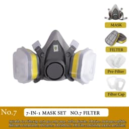 6200 Half Face Full Set Respirator Dust Gas Mask Dual Filtering Box For Chemical Painting Spraying Polishing Work Protection