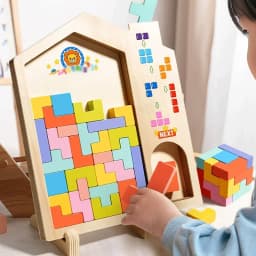 3D Colorful Building Blocks Puzzle Game Children Tangram Intelligence Early Education Montessori Educational Tabletop Games