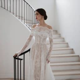 Customized Lace A Line Wedding Dress Strapless Off The Shoulders Long Sleeves Lace Up Back Vintage Boho Train Bridal Gowns 2026