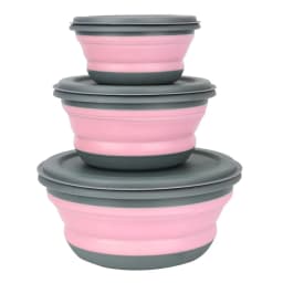 Folding Lunch Box Bowl Sets Silicone 3Pcs/Set Food Container Tableware Set Foldable Salad Bowl with Lid Portable