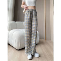 Lamb Velvet Fce Lined Thi Plaid Casual Pants Women's Autumn Winter Loose Straight Leg Wide Leg Cotton Spwear Trousers